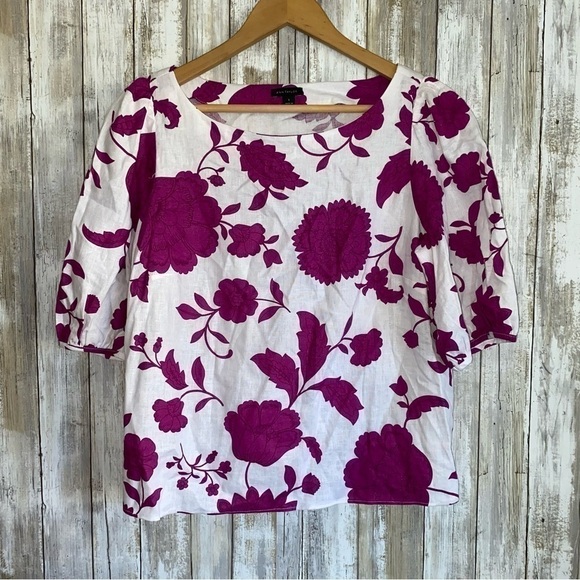 Ann Taylor Linen Blend Boat Neck Popover - Picture 2 of 5